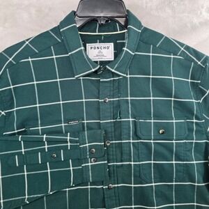 Poncho FlannelxSize XXL Green Plaid Slim Fit Magnetic Pockets Long Sleeve